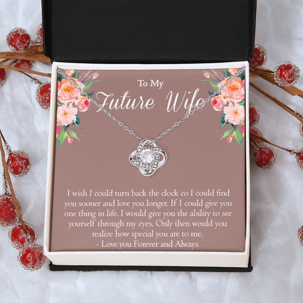 To My Future Wife Necklace From Future Husband, Personalized Gift Necklace for Future Wife, Girlfriend Pendant Jewelry for Fiance Romantic Gifts Necklace For Her, Love Knot Necklace Gift For Wife