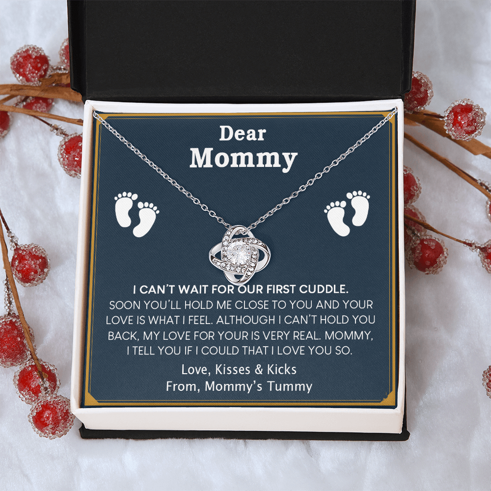 Pregnant Mom Gift Love Knot Necklace, Mother's Day Gift,New Mom Gift