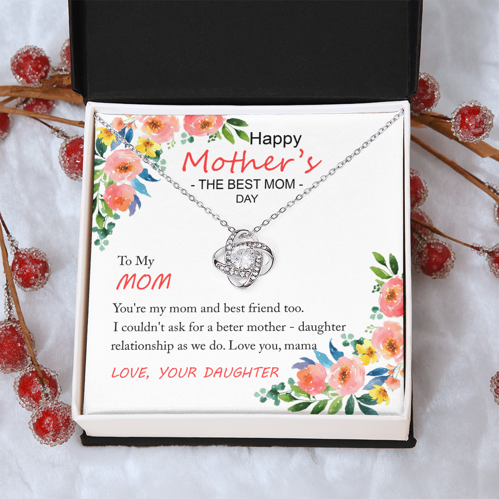 Happy Mother''s Day Gift Necklace, To My Mom Love Knot Necklace Gift From Daughter And Mother Love Knot Pendant Gift For Mom Bonus Mom Gift Necklace, The Best Mom Necklace, Jewelry Gift For Women
