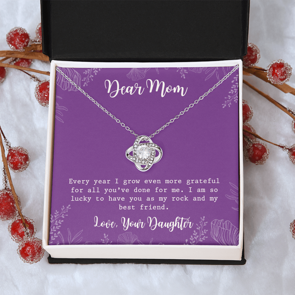 To My Mom Necklace From Daughter, My Best Friend Gift Necklace For Mom On Mothers Day, Birthday Gift Anniversary, Love Knot Pendant Gift For Her, Jewelry For Mom, Dear Mom Gifts Necklace