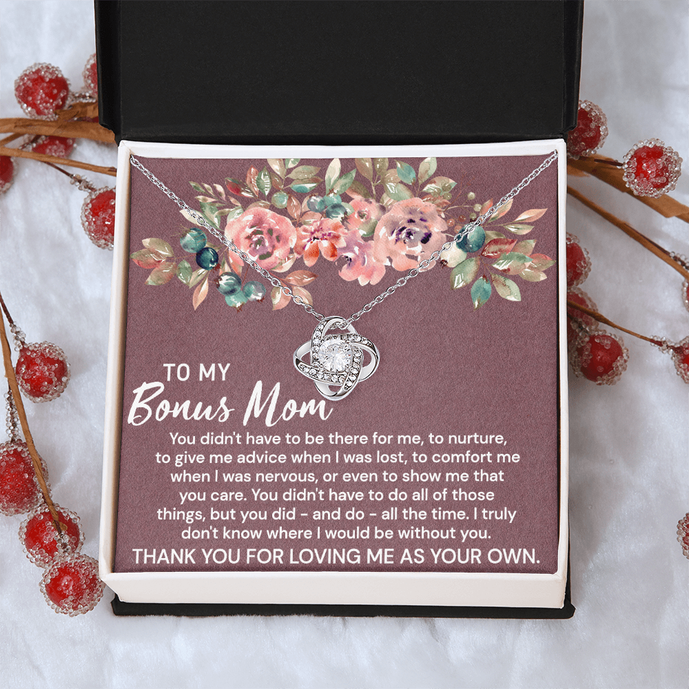 To My Bonus Mom Necklace From Bonus Daughter, Bonus Mom Gift Necklace, Bonus Mother Jewelry For Women, Thank You For Loving Me As Your Own Necklace Gift For Mom On Mothers Day, Anniversary, Birthday
