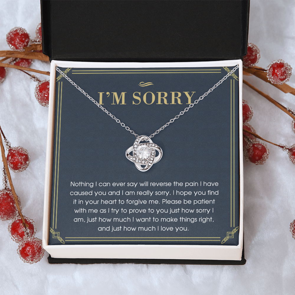 I'm Sorry Gift Necklace For Her, For Girlfriend, Soulmate, I Am Really Sorry Gift Necklace, I'm Sorry Love Knot Necklace From Boyfriend, Husband - Love Knot Pendant Gift For Girlfriend, Soulmate