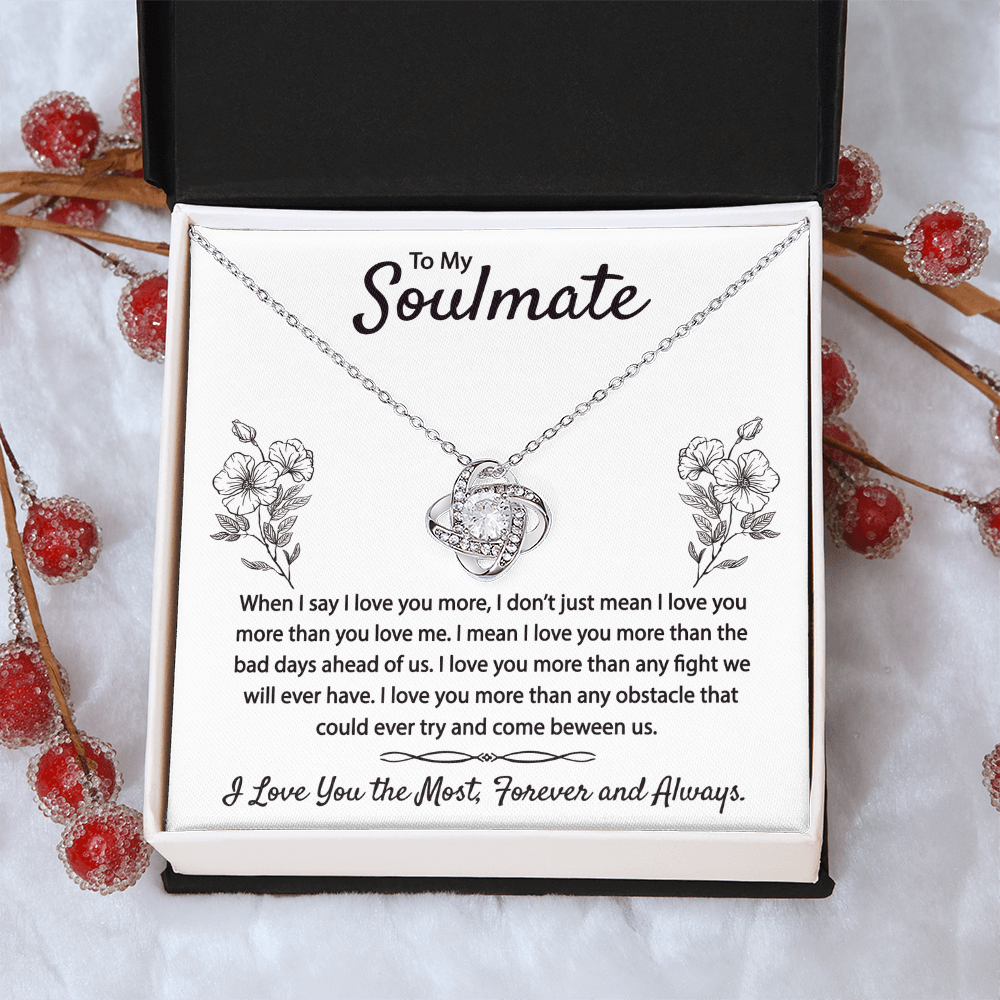 To My Soulmate Necklace From Husband Boyfriend Love Knot Necklace Gift For Soulmate Girlfiend To My Wife Gift Necklace with Message Card Gift Necklace for Her Romantic Girlfriend Gift Necklace