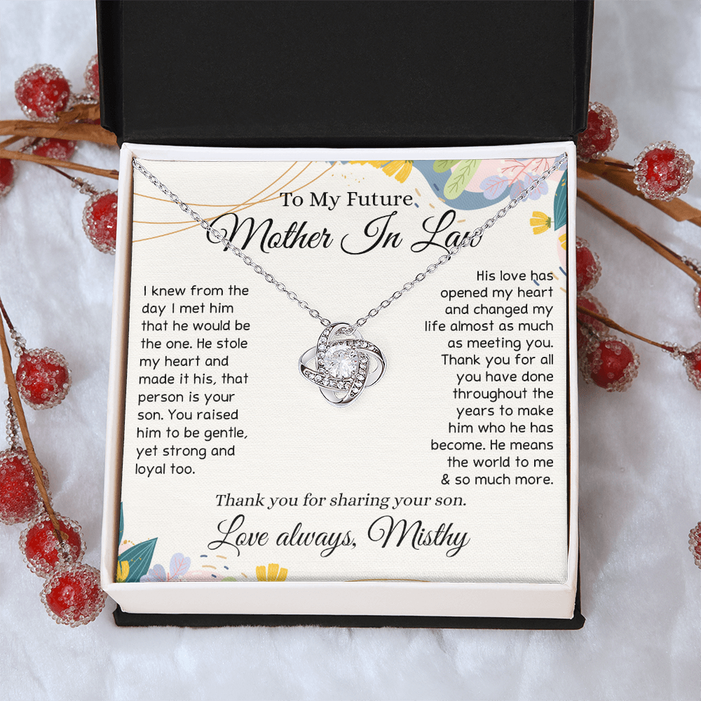 To My Future Mother In Law Necklace, To My Mother In Law Love Knot Necklace Gift From Son, Personalized Gift Necklace for Mother-In-Law From Son, Wedding Gift Necklace Bride Groom To Mother In Law