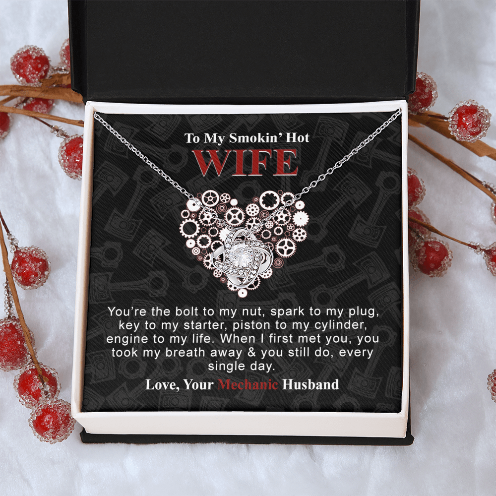 To My Smokin Hot Wife Necklace From Husband, Mechanic Necklace For Wife, Jewelry Gift For Women, Gift Necklace For Mechanic Wife Necklace From HUsband, Soulmate Gift Necklace For Women Love Knot