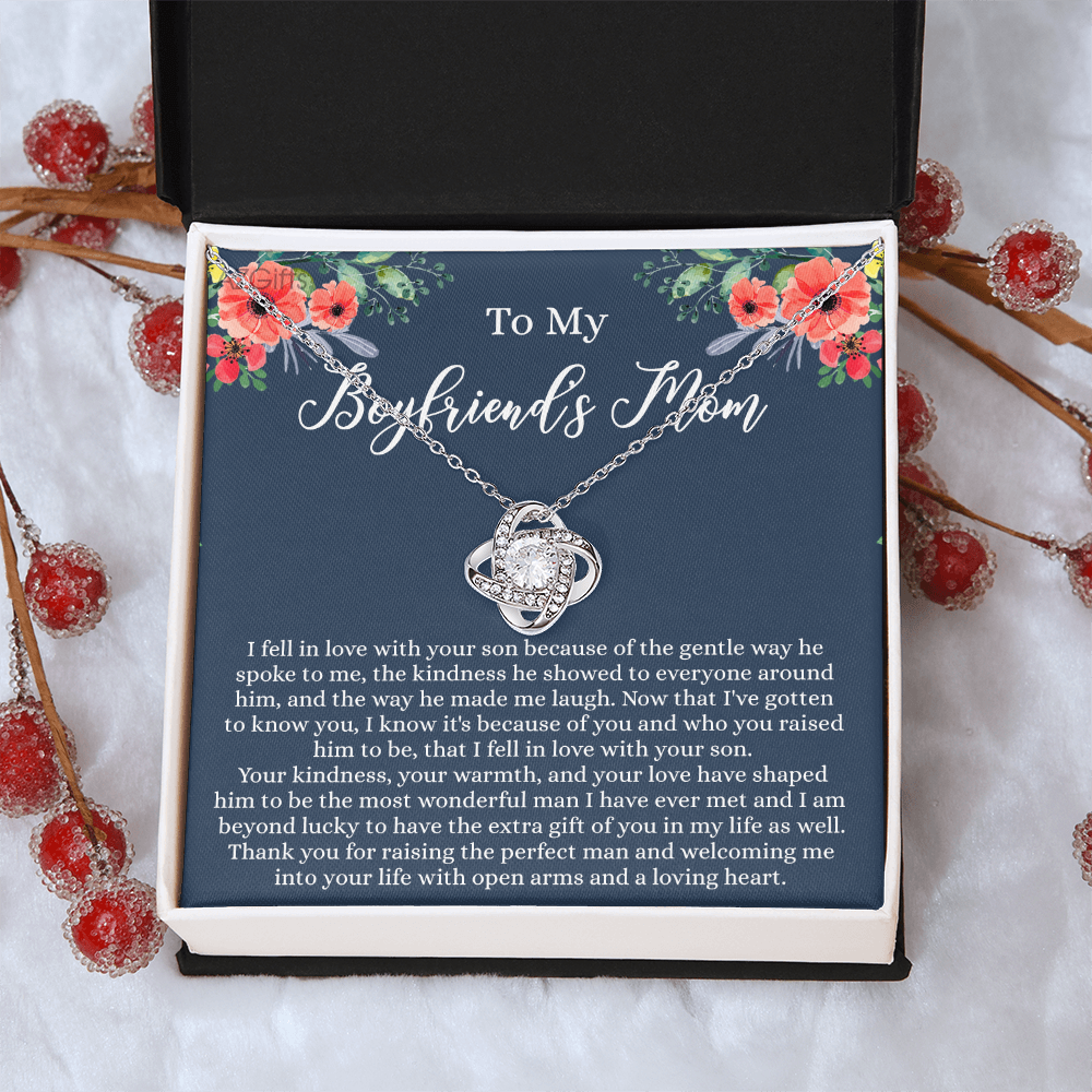 Gift For Boyfriend's Mom Necklace, To My Boyfriend's Mom Love Knot Necklace, Gift To My Boyfriend's Mom Necklace For Mothers Day Birthday Gift Christmas Retirement Jewelry For Women Girlfriend's