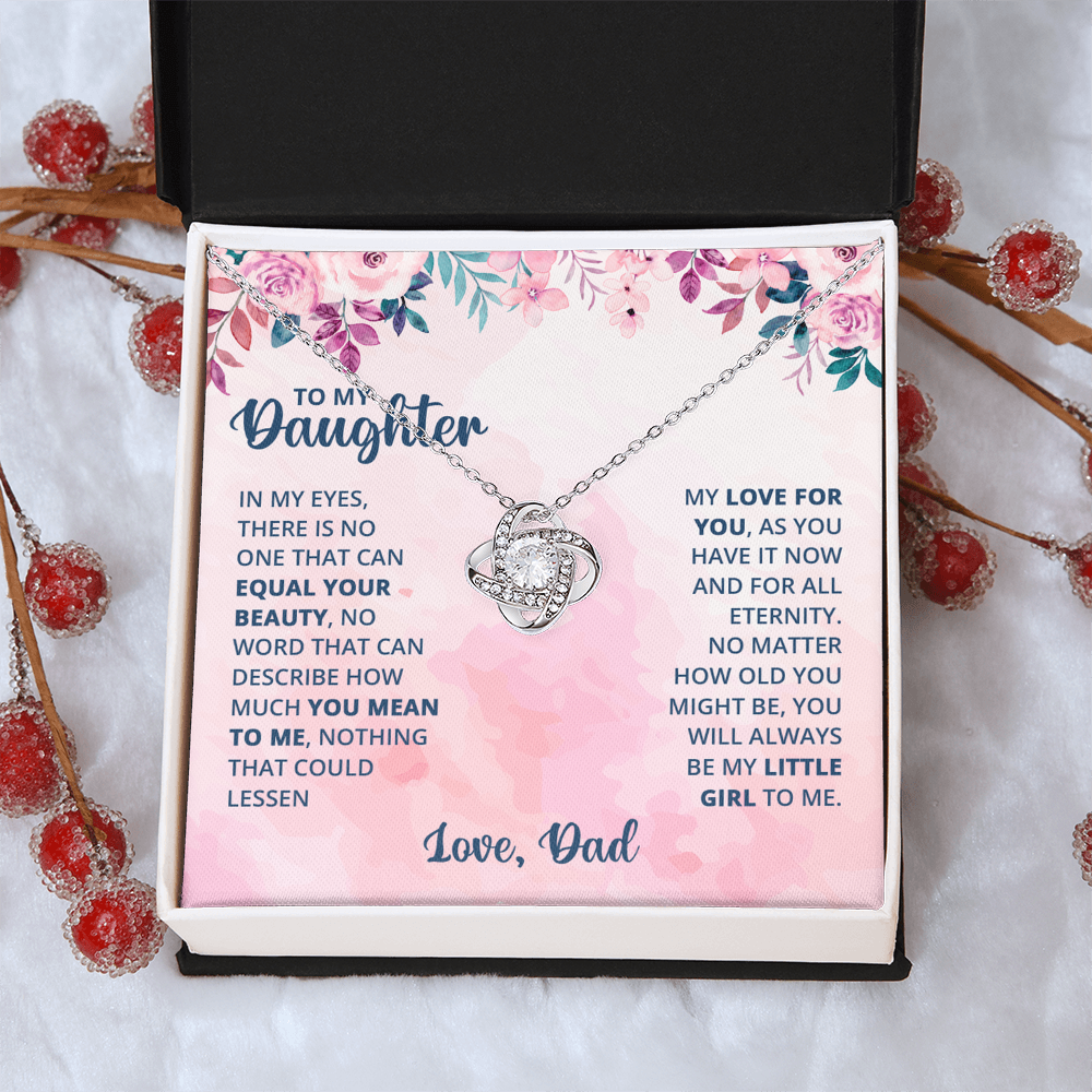 Father To Daughter Gifts Necklace From Dad, Father And Daughter Love Knot Necklace, To My Daughter Necklace From Daddy On Graduation, Birthday, Valentines, Christmas For Daughter Beautiful Girl