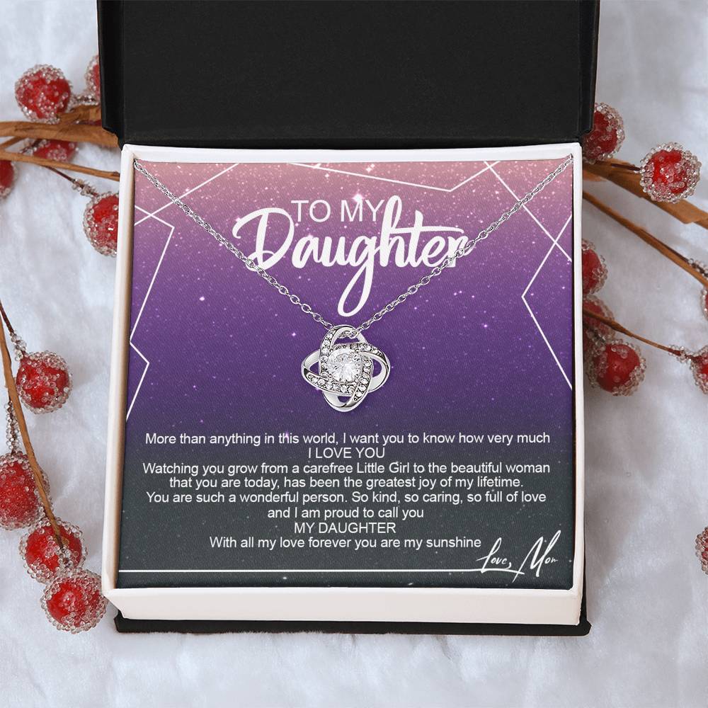 To My Daughter Necklace Gift from Mom or Dad, Sentimental Gift for Her, Daughter Gift On Birthday Gift, Graduation Gift Message Card and Gift Box styles To Daughter, Jewelry Gift For Little Girls