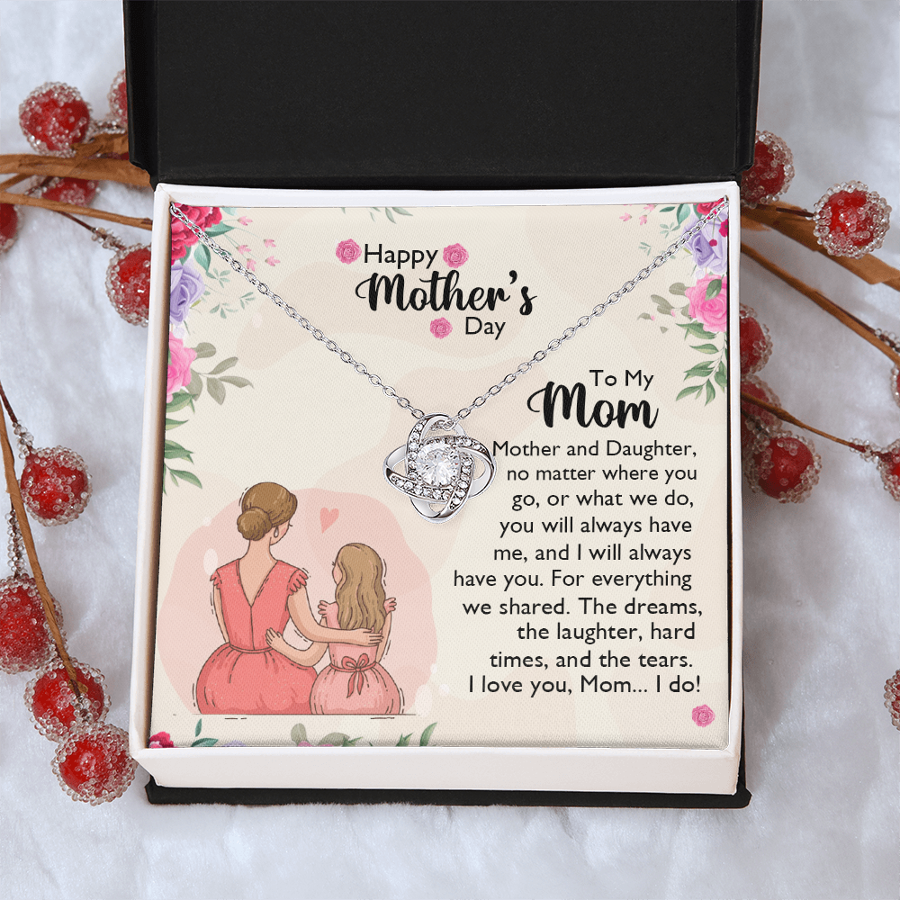 To My Mom Necklace From Daughter, Happy Mothers Day Necklace, Mom Love Knot Necklace From Daughter And Mother Jewelry Gift Mothers Day, No Matter Necklace Gift For Mom On Birthday Gift For Mom