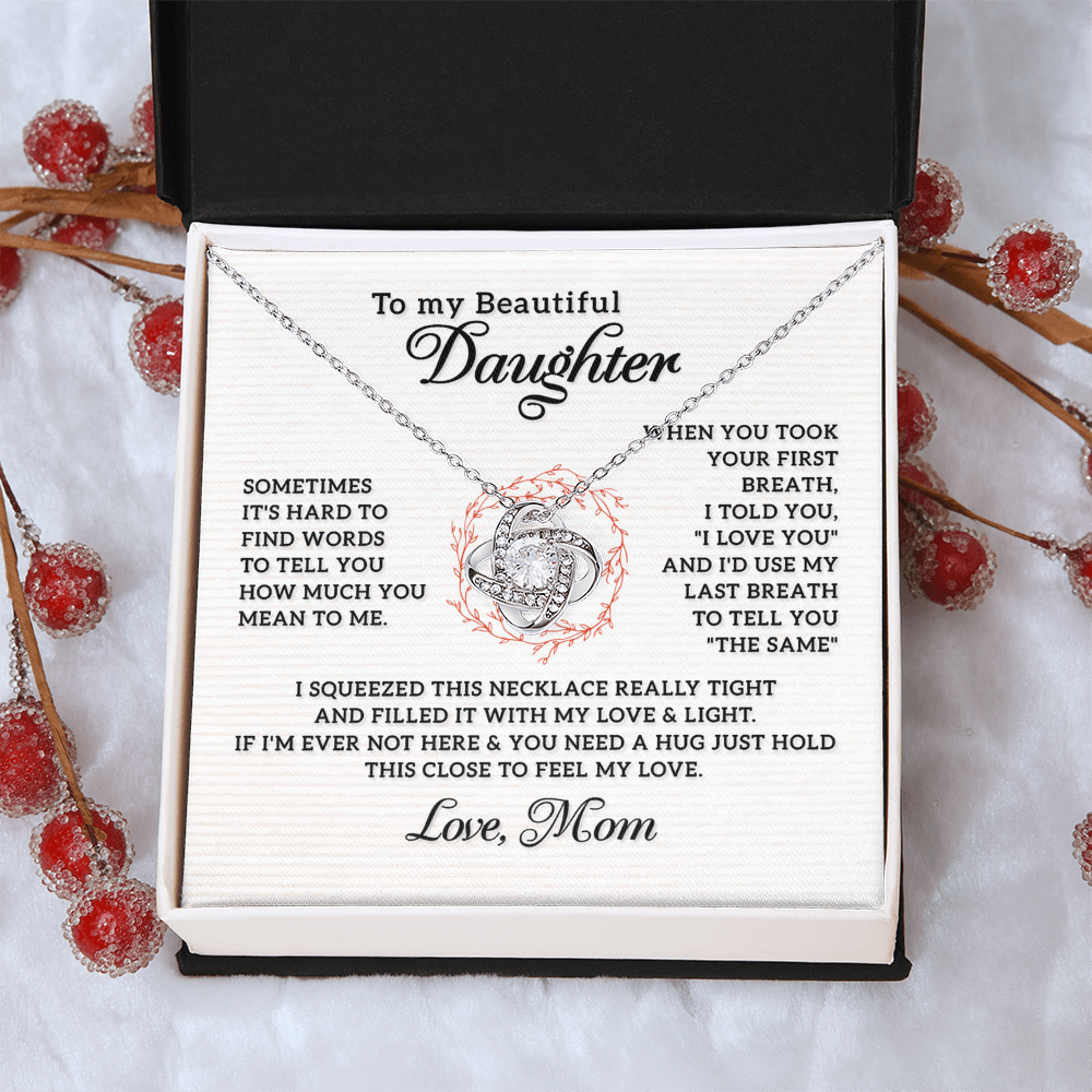 To My Beautiful Daughter Necklace from Mom, Mother and Daughter Gift Necklace, Gift for Daughter, Necklace for Daughter, Jewelry Gift For Girls, Little Girl, Sometimes It's Hard Gift Necklace