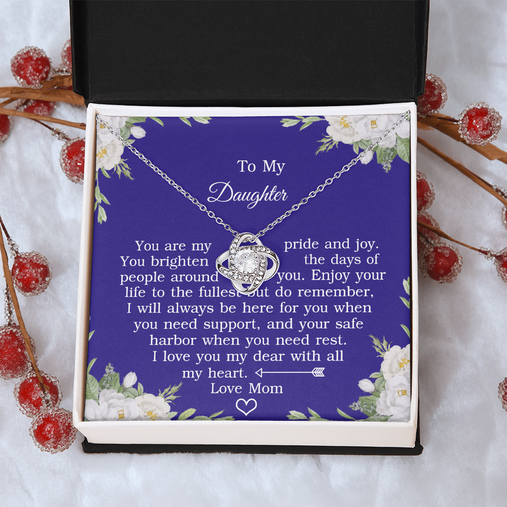 To My Daughter Love Knot Necklace From Mom And Daughter Pendant Gifts For Daughter's From Mother To Daughter Jewelry Gift For Girls, Daughter Necklace Gift From Mother, Daughter To Mom Jewelry
