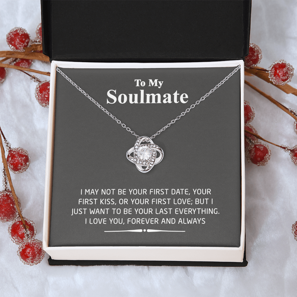 To My Smokin Hot Soulmate Love Knot Necklace - Wife Gifts Necklace From Husband To My Wife Necklace, Gift for Her Romantic, Girlfriend Gifts Message Card and Gift Box For Soulmate Love Knot Pendant