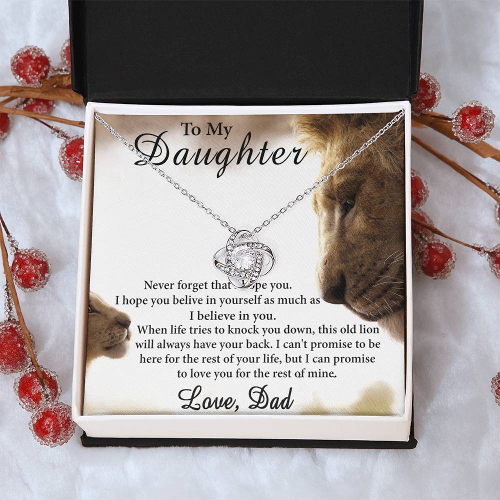 Father Daughter Necklace - Sterling Steel Necklace For Daughter, Necklace Gift On Graduation Gift Birthday Gifts for Daughter from Dad - Lion Daughter Jewelry Gift For Girls, Little Girl Necklace