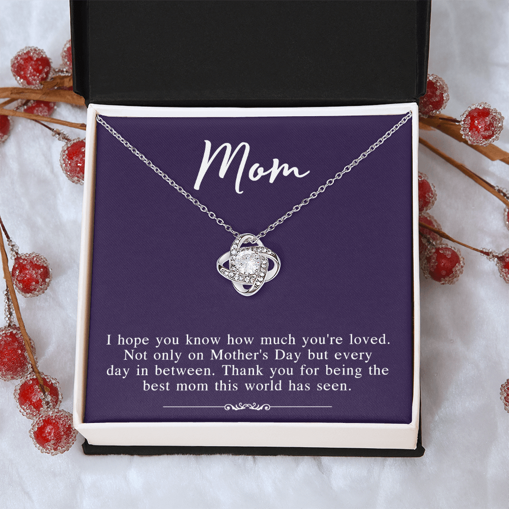 Mothers Day Necklace From Daughter, To My Mom Necklace From Daughter Gifts To Give To Your Mom Beautiful Box, Gift Box Mothers Day, Mom Love Knot Necklace From Daughter, Jewelry Gift For Women