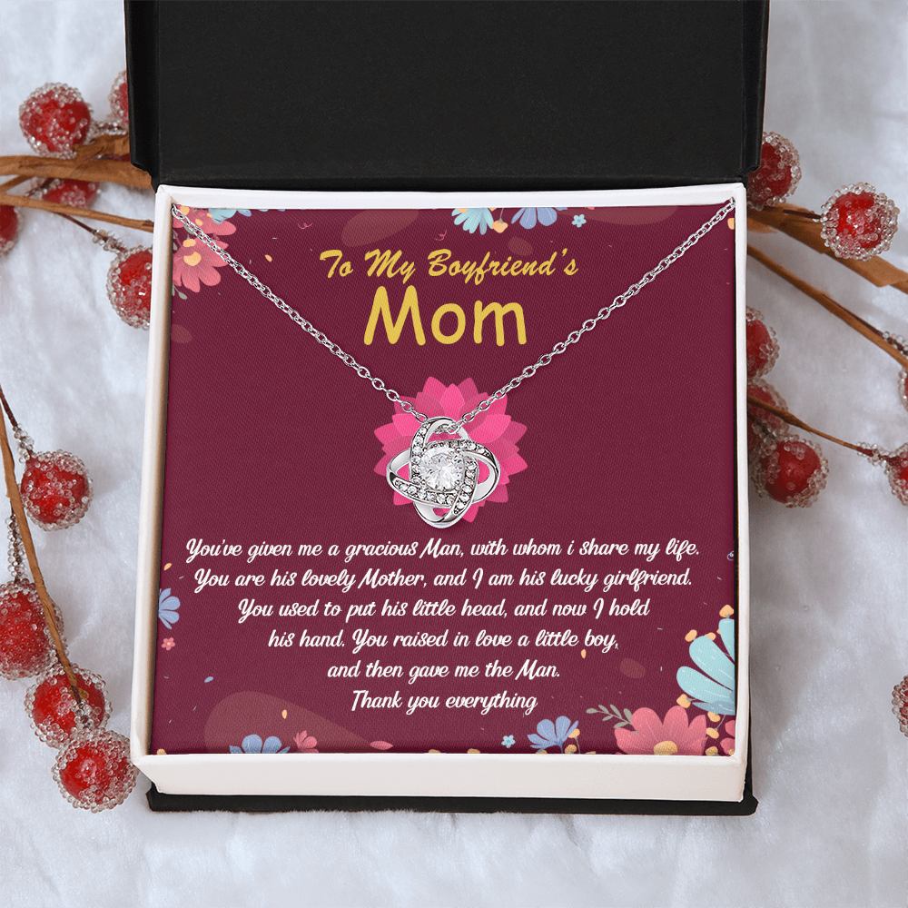 To My Boyfriends Mom Necklace From Girlfriend, Boyfriend's Mom Gift Necklace, Boyfriend Mom Gifts Jewelry For Boyfriend's Mom, Love Knot Necklace Gift For Boyfriends Mom On Mothers Day, Christmas