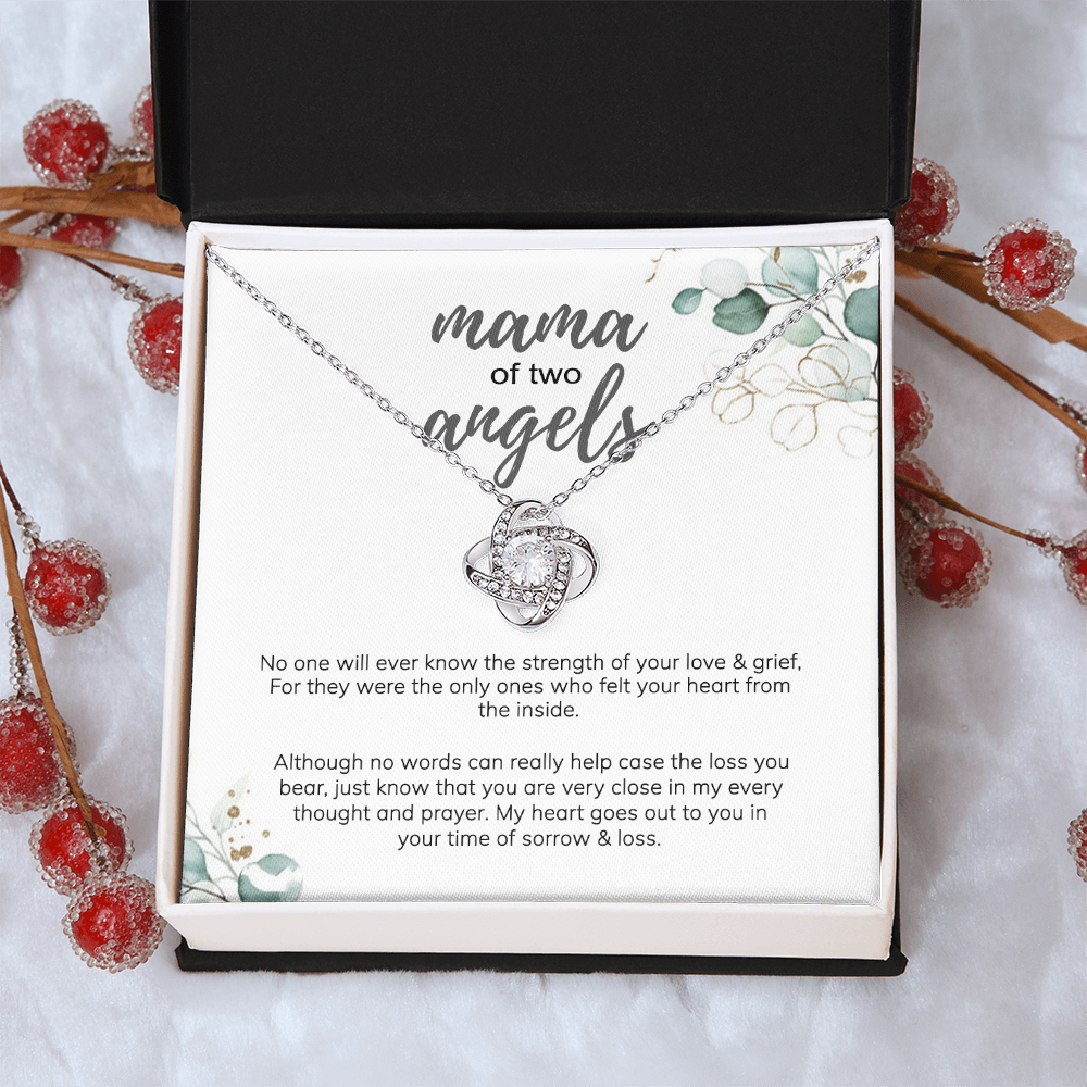 Mama Love Knot Necklace, Mama Of Two Angels Necklace From Daughter, Love And Grief Necklace Gift For Mom, Mother's Day Necklace Gift For Mom, Jewelry Gift For Mom From Daughter Gift Necklace To Mom