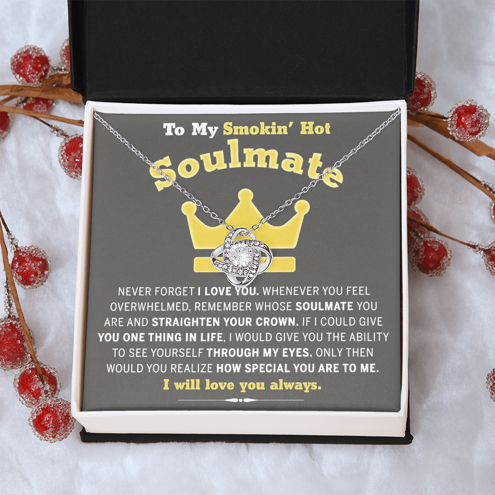 To My Smokin' Hot Soulmate Necklace Gift From Husband Boyfriend, Jewelry Gift for Wife, Couples Gifts Neckalce for Wife Necklaces Styles On Birthday Christmas Wedding, Love Knot Necklace for Women