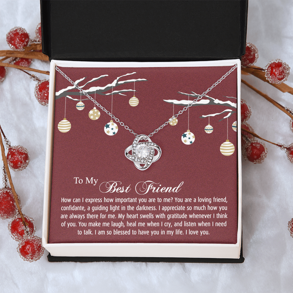To My Best Friend Christmas Necklace From Friend, Jewelry Gift For Friend, Christmas Love Knot Necklace For Friend, BFF Gift Best Friend Gift Necklace On Birthday, Anniversary, Christmas For Friend