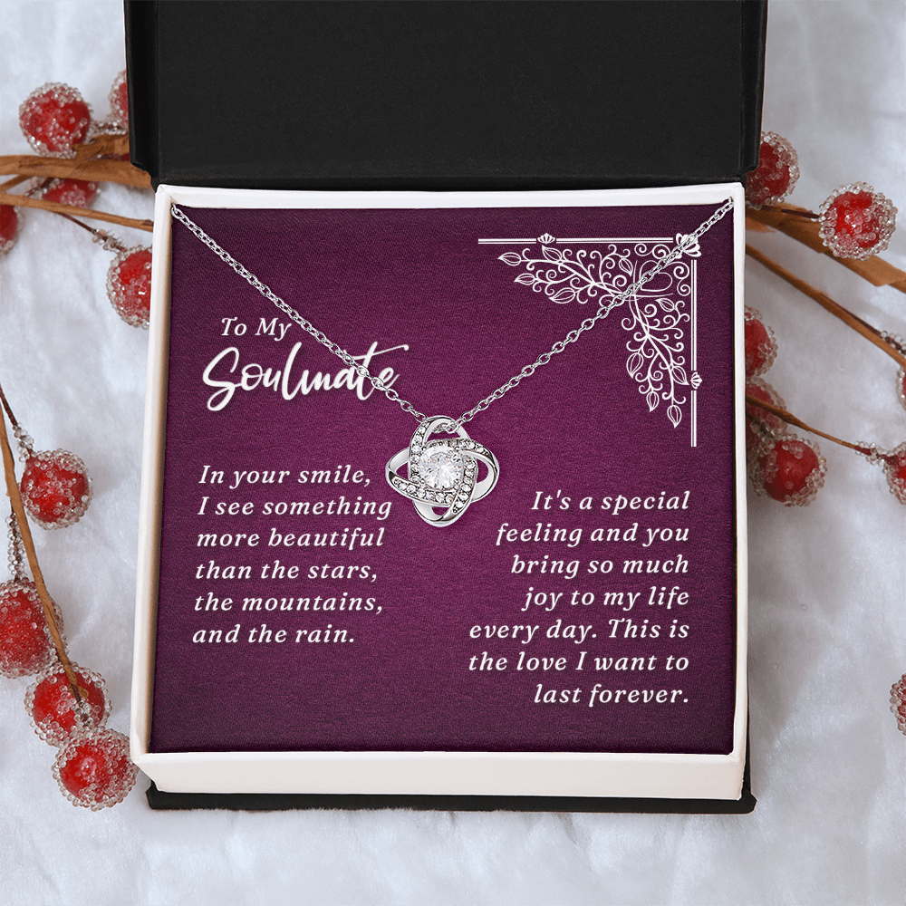 To My Soulmate Necklace From Husband, Boyfriend, Gift Necklace for Soulmate, Love Knot Necklace for Girlfriend, Soulmate Jewelry, Future Wife Gift Necklace, Necklace for Wife 14k White Gold