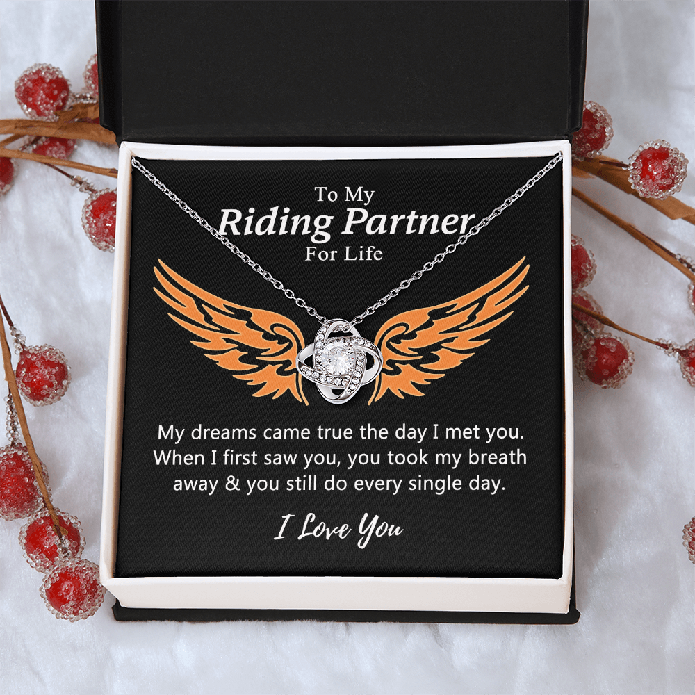 To My Riding Partners For Life Necklace, Gift Necklace For Motorcycle Wife, Love Knot Necklace Gift For Biker Wife, Necklace Gift for Girlfriend, Wife on Valentines Day, Romantic Gift Neklace Birthday