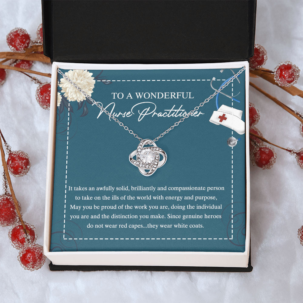 To My Nurse Practitioner Love Knot Necklace From Mom, Gift For New Nurse Jewelry Gift For Girl, Congrats Graduation Pendants Class Of 2026 Necklace Gift For Daughter, Granddaughter, Niece, Sister