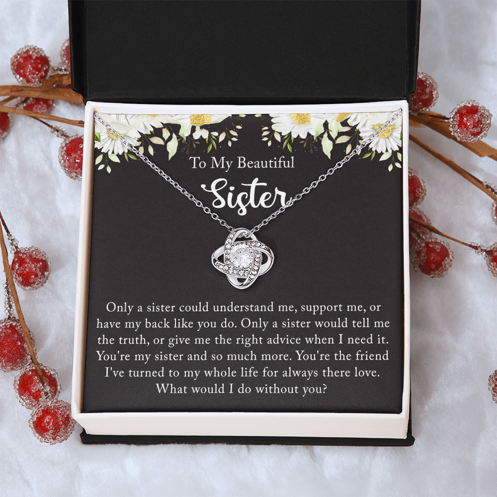Personalized Gift Necklace - Love Knot Necklace, Sister Wedding Gift from Bride, Sister of the Bride Necklace, Sister Wedding Gift, Thank you Gift to Sister Maid of Honor, Matron of Honor Necklace