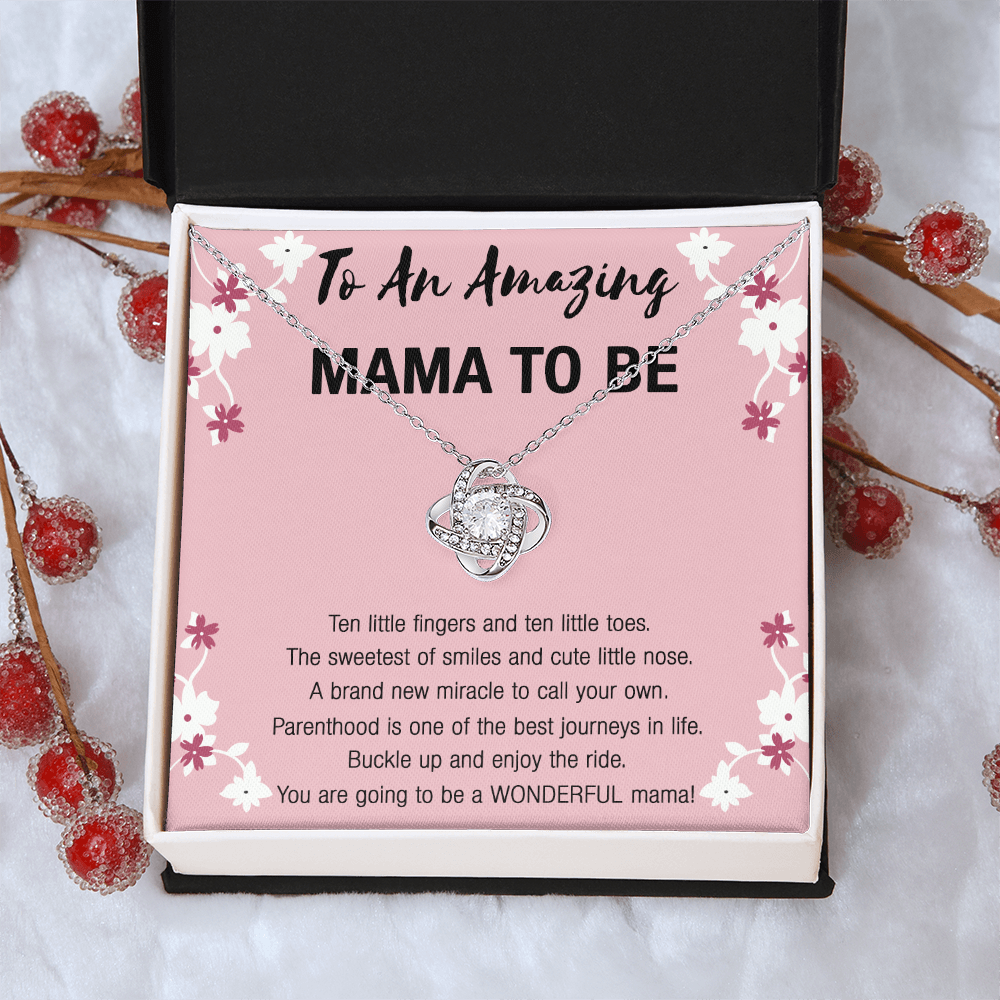 Mama To Be Necklace, To An Amazing Mama To Be Necklace From Daughter, Little Girl Necklace Gift For Mom, Wonderful Mama Pendant, Daughter And Mother Love Knot Necklace Gift For Mom Jewelry To Mama