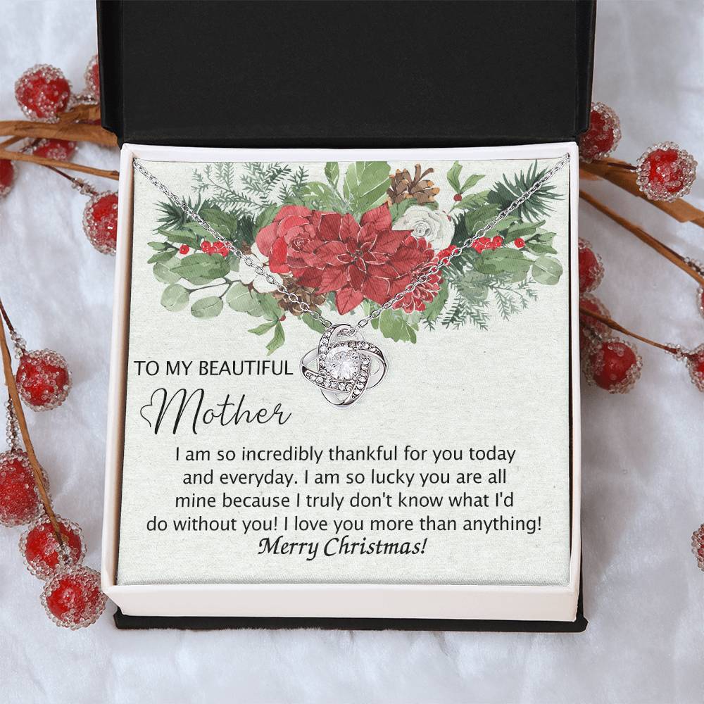 Beautiful Mother Gift Necklace - To My Beautiful Mother Love Knot Necklace From Daughter, Merry Christmas Necklace Gift For Mother Necklace Gift On Christmas To Mom, Birthday Gift For Beautiful Mom