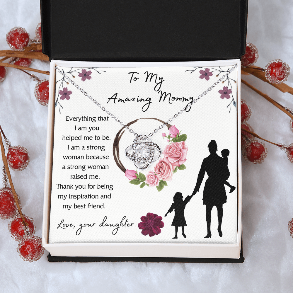 Mom And Daughter Gift Necklace, To My Amazing Mom Necklace From Daughter, Necklace Gift For Mom On Birthday Gift Anniversary Mother's Day Necklace Gift Mom Love Knot Necklace Jewelry Gift For Women
