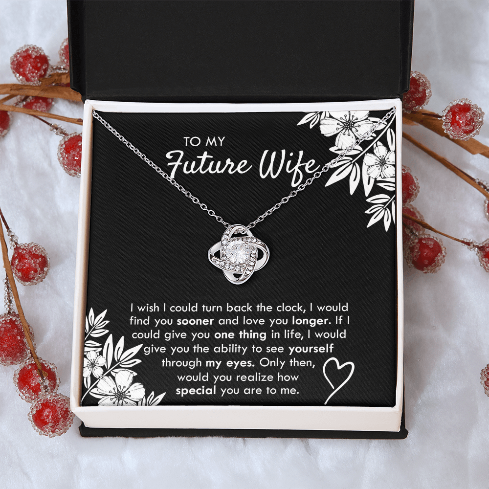 To My Future Wife Necklace From Husband, Necklace with Message Card and Gift Box For Wife, Future Wife Gift Necklace, Husband To Wife Gift Love Knot Pendant Gift From Men, Jewelry Gift For Women