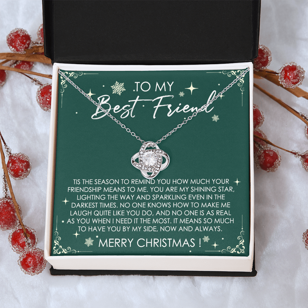 To My Best Friend Love Knot Necklace From Friend, Jewelry Gift For Friend, Merry Chirstmas Necklace Gift For Friend, BFF Gift Necklace, Best Friend Gift Necklace On Birthday, Anniversary, Christmas