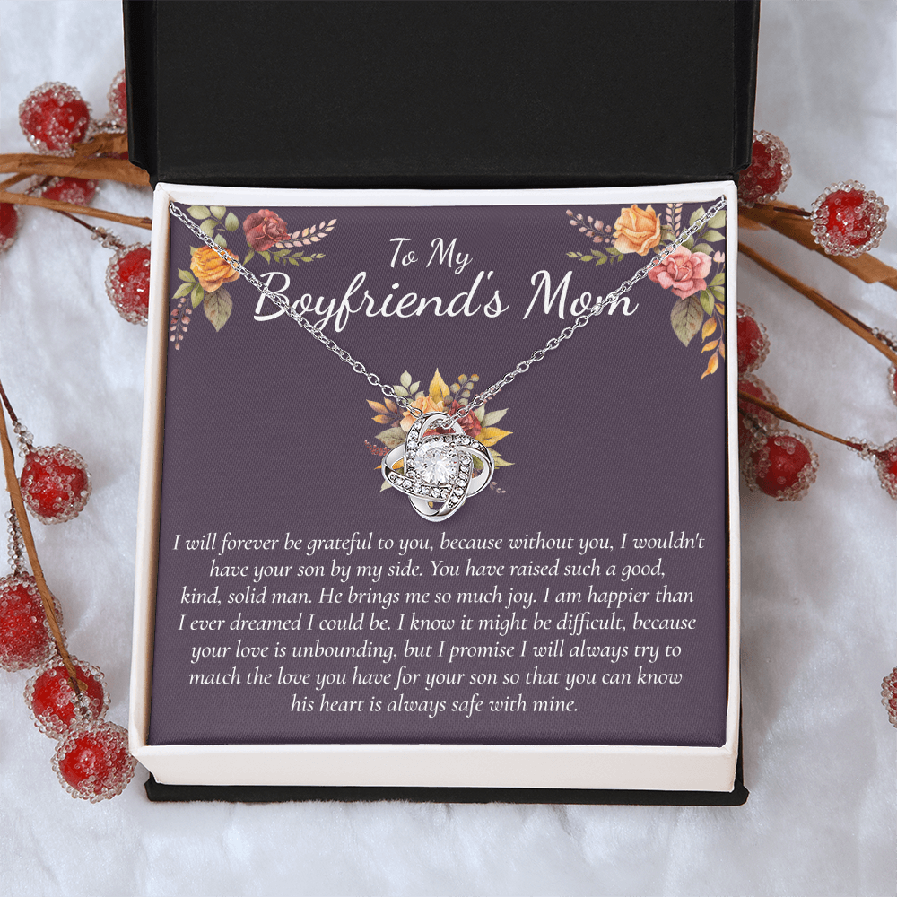 To My Boyfriends Mom Necklace From Girlfriend, Gifts Necklace for Boyfriend's Mom, Thank You Gift Necklace For Boyfriend's Mom, Boyfriends Mom Love Knot Necklace For Her, On Mothers Day, Christmas