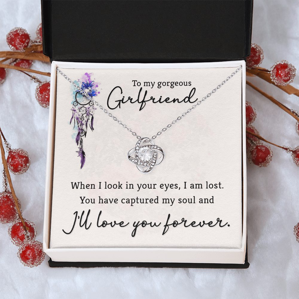 Love Knot Necklace Gift For Her, To My Gorgeous Girlfriend Necklace Gift On Xmas