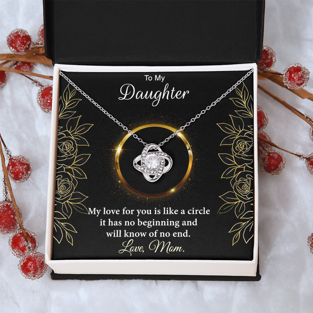 Personalized Gift Necklace For Daughter, Custom Card Gift For Daughter, To My Daughter Love Knot Necklace Gift From Mom, My Love For You Necklace, Love Knot Jewelry Gift For Daughter Birthday