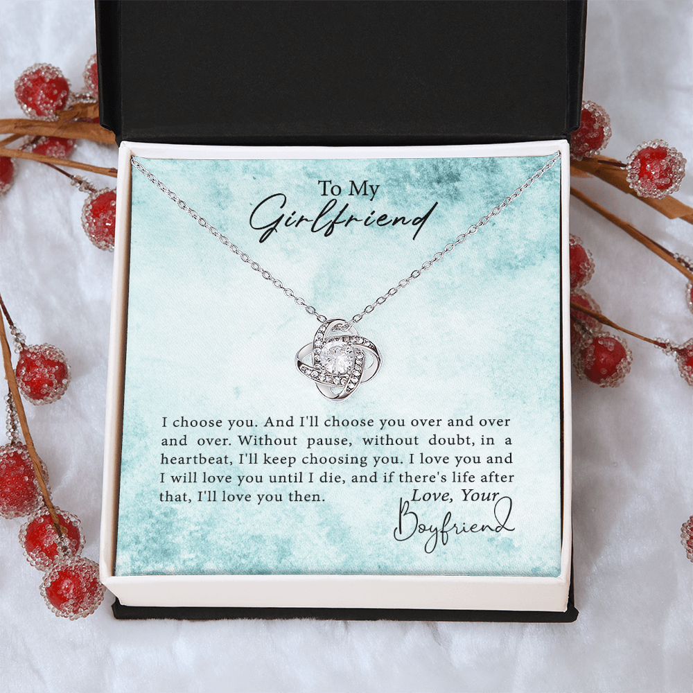 To My Girlfriend Necklace From Boyfriend, Husband, Gift Necklace For Girlfriend I Love You Then - Love Knot Pendant Gift For Girlfriend, Soulmate Necklace To Girlfriend Jewelry Gift For Girls