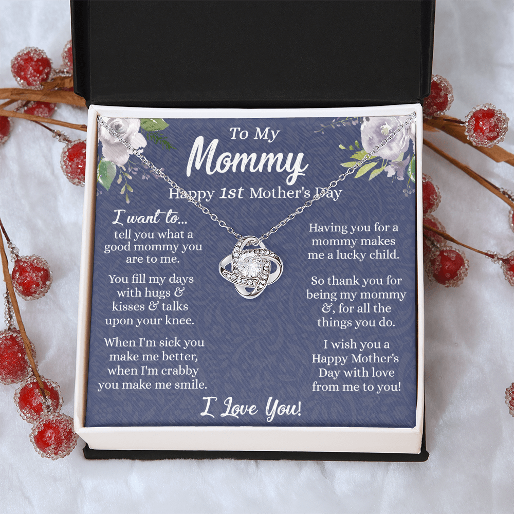 1st Mother's Day Necklace Gift, To My Mommy Love Knot Necklace From Daughter, Necklace Gift For Mom, Happy Mother's Day Necklace, Birthday Necklace For Mom Anniversary Jewlry Gift For Women