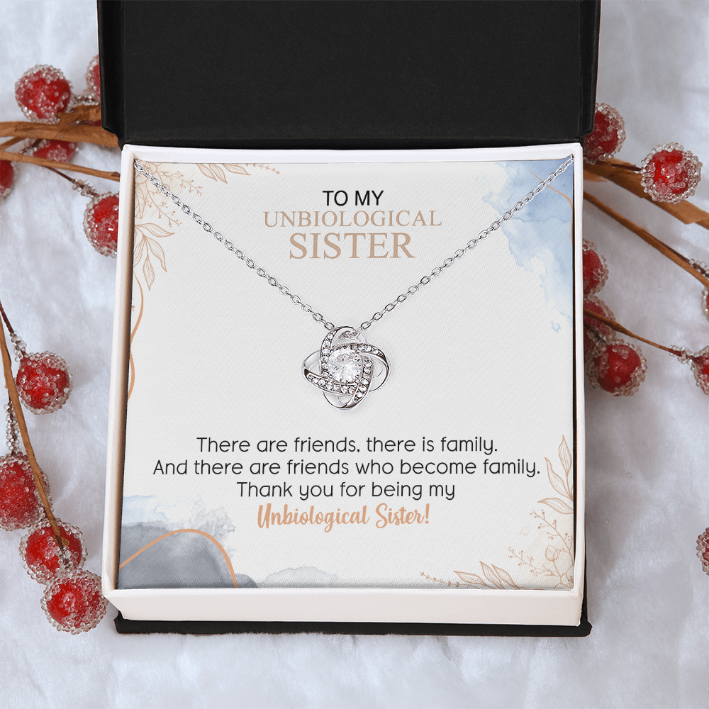 To My Unbiological Sister Love Knot Necklace Gift From Sister, Brother, Best Friend, Sister Gift Love Knot Pendant, Sister Remembrance Gift Necklace, Sister Keepsake Gift For Unbiological Sister