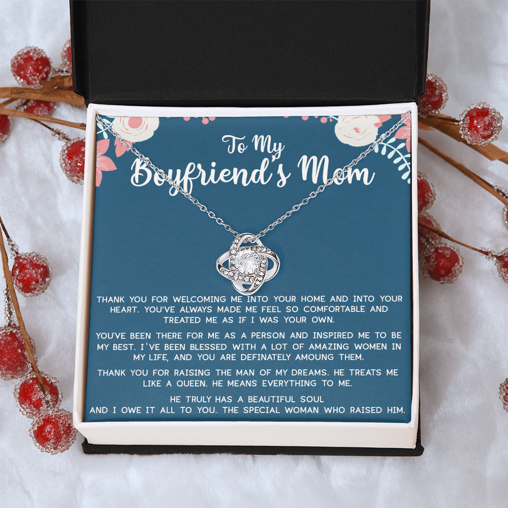 To My Boyfriend's Mom Gift Necklace, Mothers Day Necklace For Boyfriends Mom From Girlfriend, Presents for Mom Necklace for Women, Love Knot Necklace Gift For Boyfriend's Mom From Girlfriends mom