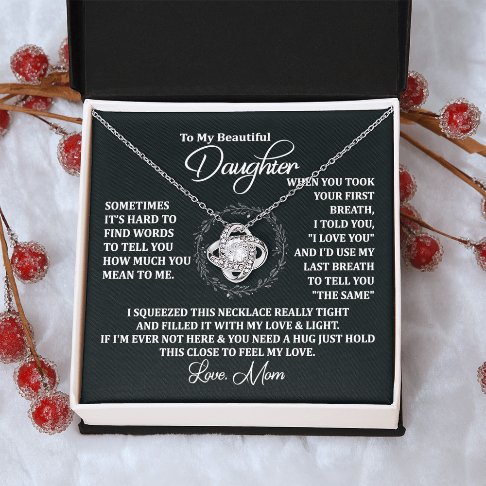 To My Beautiful Daughter Necklace Gift From Mom To Daughter, The Love Knot Necklace, Graduation Gift, Birthday Gift, Mothers Day Jewelry Birthday Gift For Daughter, Mother And Daughter Gift Jewelry
