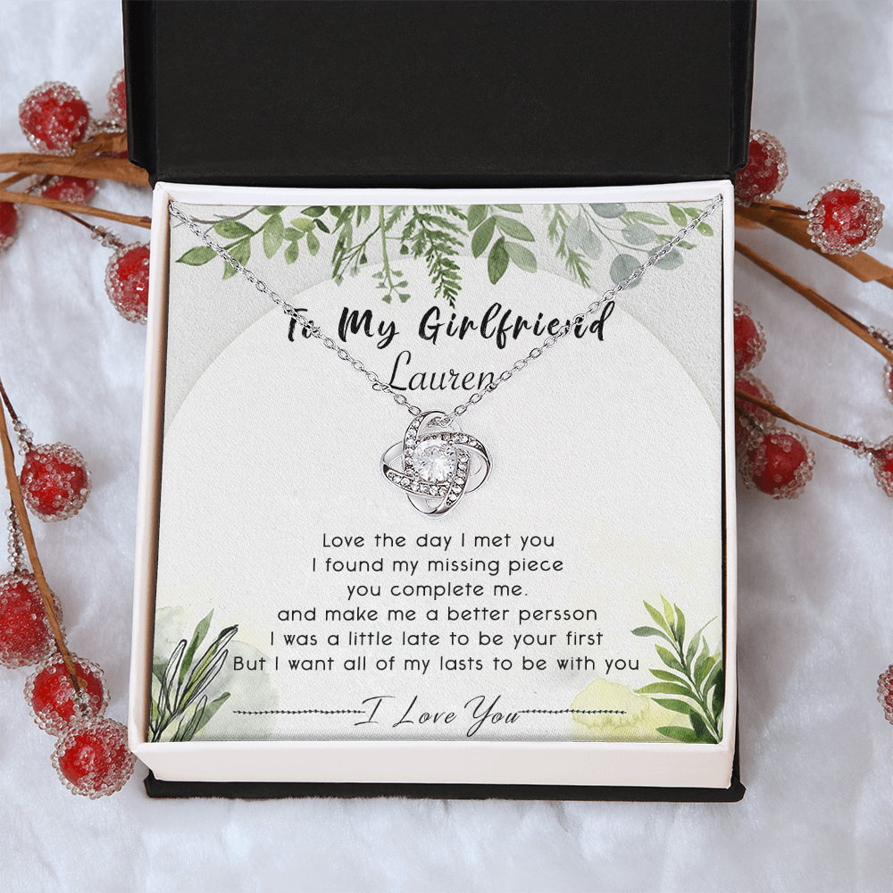 To My Girlfriend Necklace From Boyfriend, Husband, Beautiful Girlfriend Gift Necklace - Jewelry Gift For Girls, Love The Day Love Knot Pendant Gift For Girlfriend, Soulmate Personalize Necklace