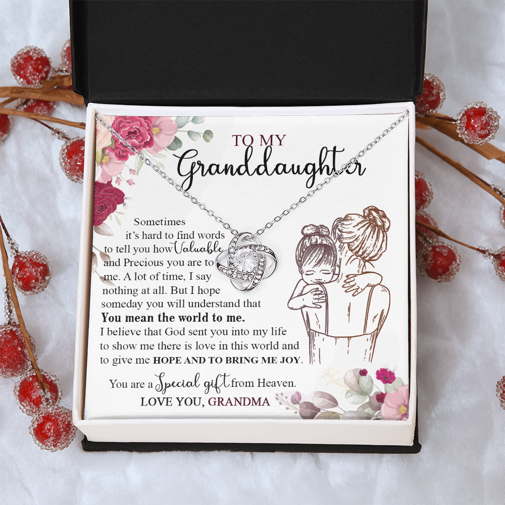 Granddaughter And Grandma Necklace, Jewelry Gift Necklace For Granddauhter - To My Granddaughter Necklace From Grandma, Love Knot Necklace For Granddaughter, Special Necklace From Heaven Necklace