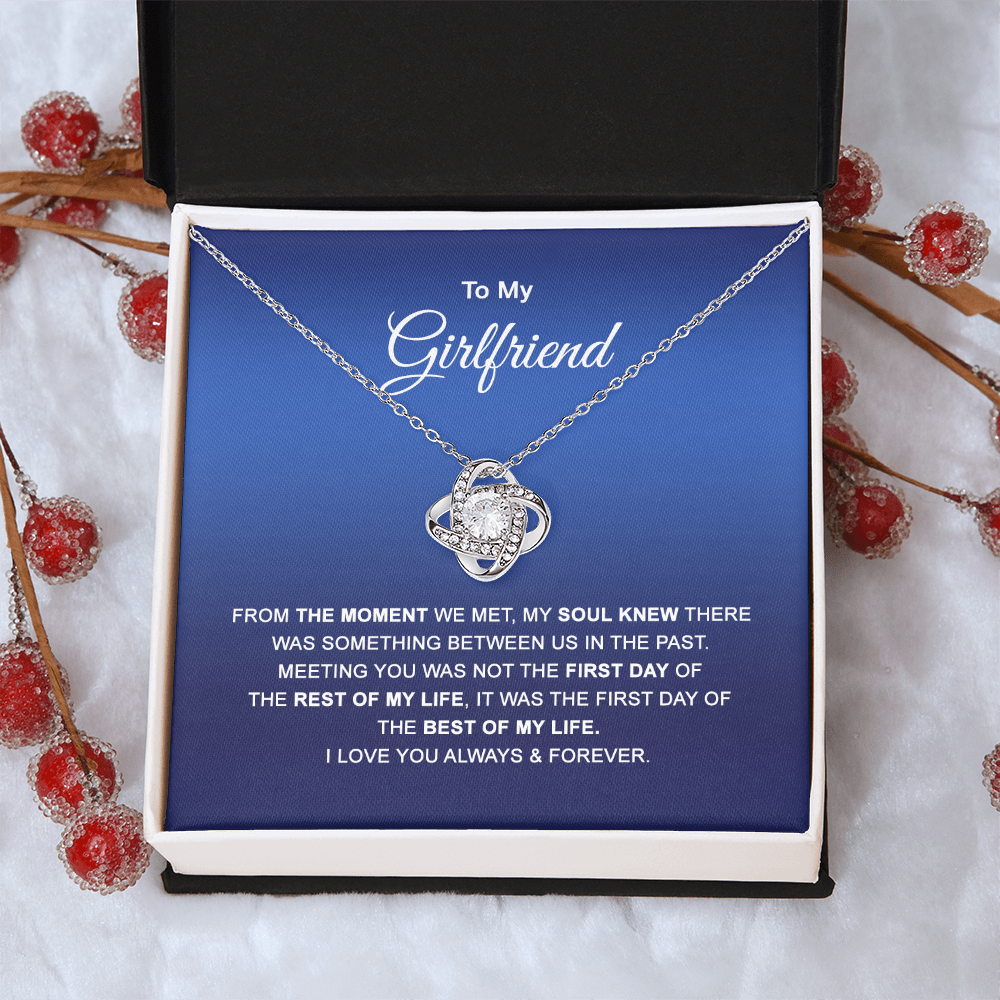 To My Girlfriend Necklace, Valentines Soulmate Gifts, Love Knot Necklace From Boyfriend, Husband, Girlfriend Gift Necklace - Jewelry Gift For Girls, Love Knot Pendant Gift For Girlfriend, Soulmate