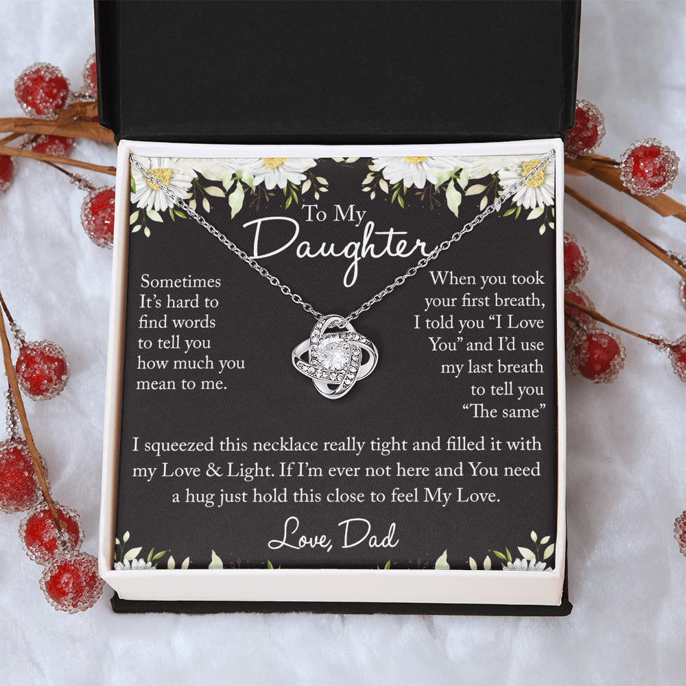 Father And Bonus Daughter Necklace, To My Daughters Necklace, Love Knot Jewelry Gift From Dad Step Dad Mom Step Mom For Birthday, Graduation Gift, Thanksgiving and Christmas, Jewelry Gift For Girls