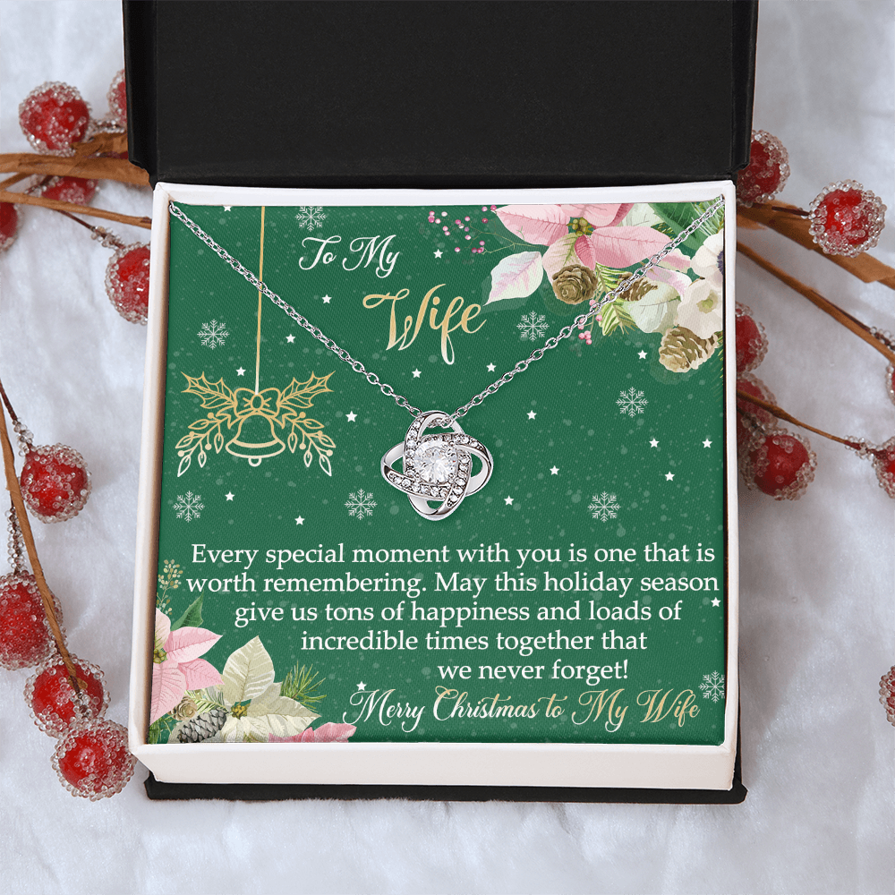 The Love Knot Gift For Wife, To My Wife Merry Christmas Necklace From Husband, Jewelry Gift For Women, Husband To Wife Love Knot Pendant, Merry Christmas To My Wife Gift Necklace On Christmas