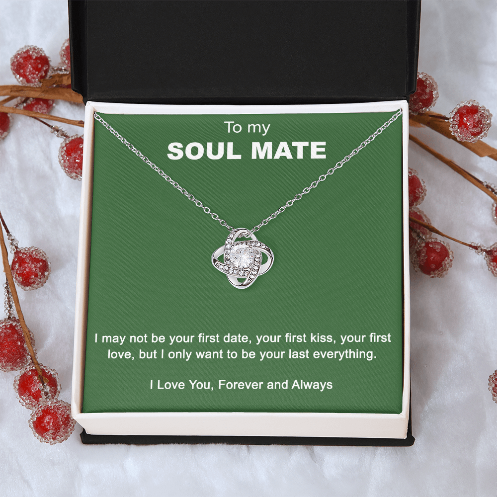 To My Soul Mate Love Knot Necklace Gift From Husband, Boyfriend with Message Card Gift For Soulmate Love Knot Pendant, Gift Necklace for Her Romantic Soulmate Gift Pendant, Girlfriend Gifts