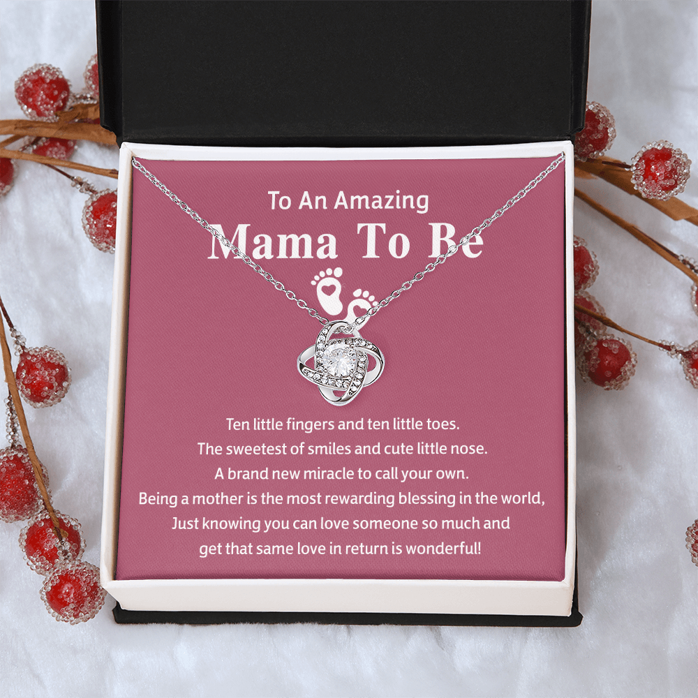 Mama To Be Gift Necklace, To An Amazing Mama To Be Necklace From Daughter, Mama To Be Love Knot Necklace, Wonderful Mom Gift Necklace From Daughter, Jewelry Gift For Women, Mama To Be Necklace Gift