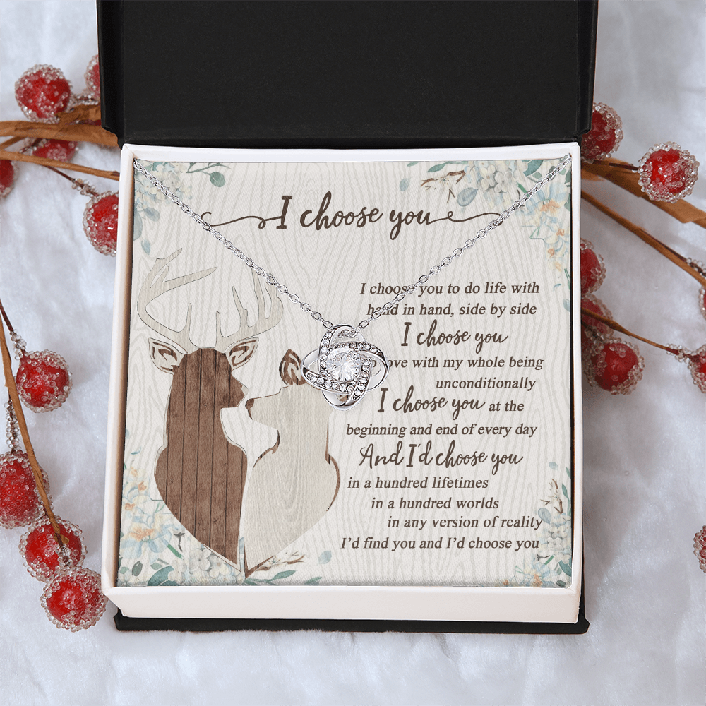 To My Smokin' Hot Doe Necklace From Husband, Boyfriend, I Choose You Hunting Love Knot Necklace Smokin' Hot Gift for Her Romantic, Girlfriend Gift Necklace Soulmate Gift Necklace With Message