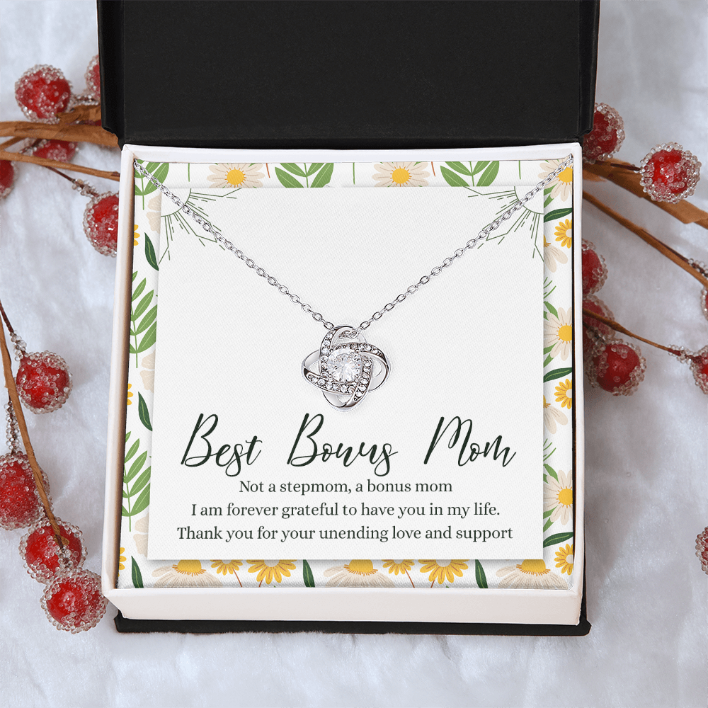 Gifts Necklace For Best Bonus Mom, To My Bonus Mom Necklace From Bonus Daughter, Bonus Mother Gift Necklace On Mother's Day, Birthday Gift Anniversary Jewelry For Women, Bonus Mom Gift Necklace