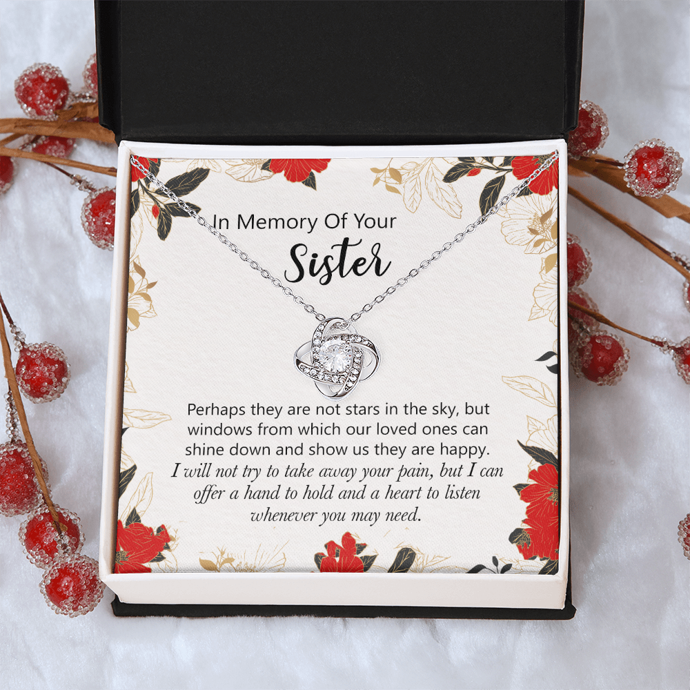 In Memory Of Your Sister Love Knot Necklace Gift For Sister, Sympathy Loss Of Sister Necklace, Memorial Gift Pendant For Loss Of Sister, Sympathy Gift Loss Of A Sister, Jewelry Gift for Women
