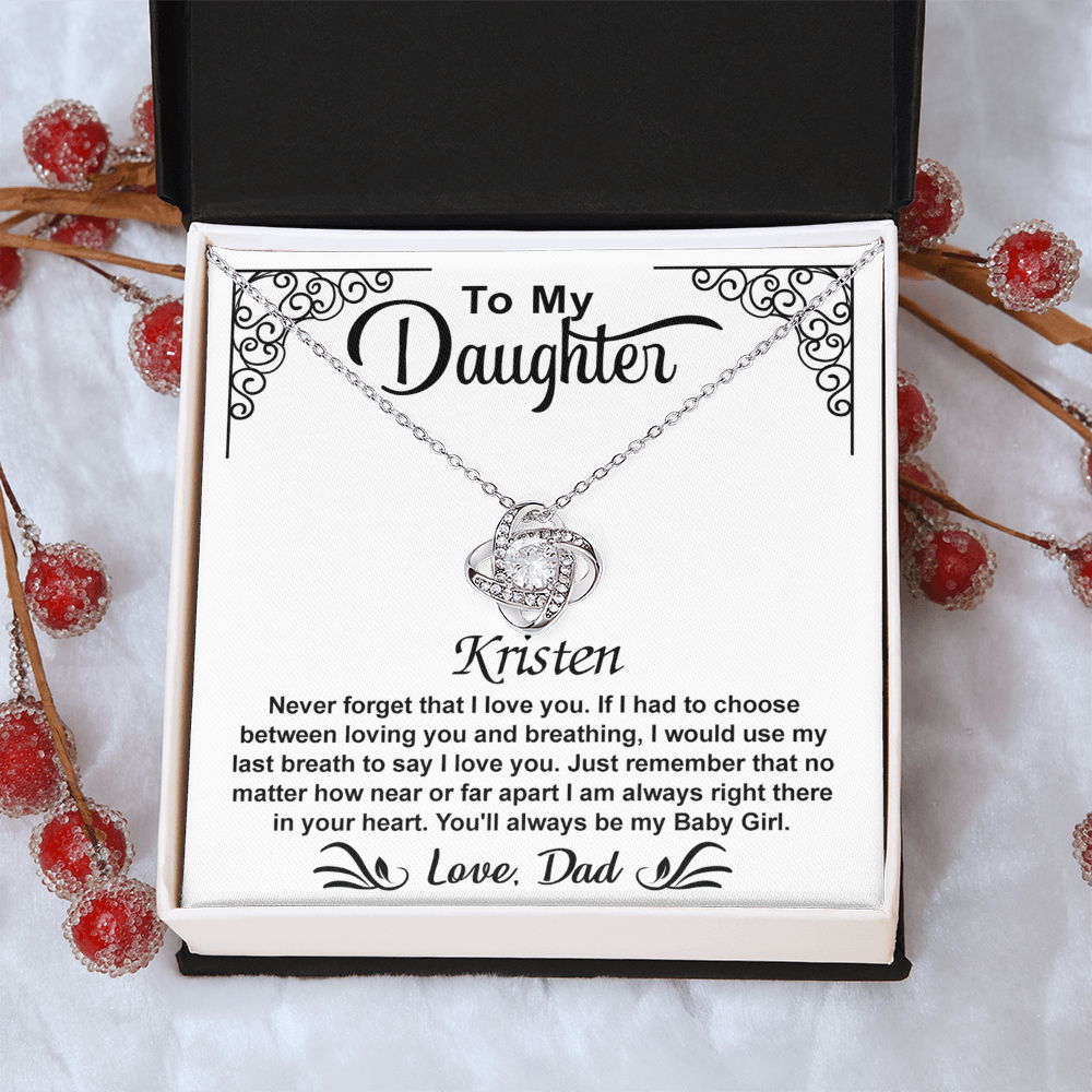 To My Daughter Love Knot Necklace with Luxury Box Gift From Dad, To My Daughter Lion Dad And Daughter - Father Daughter Gifts Ideas Love, Pendant Necklaces On Birthday, Christmas